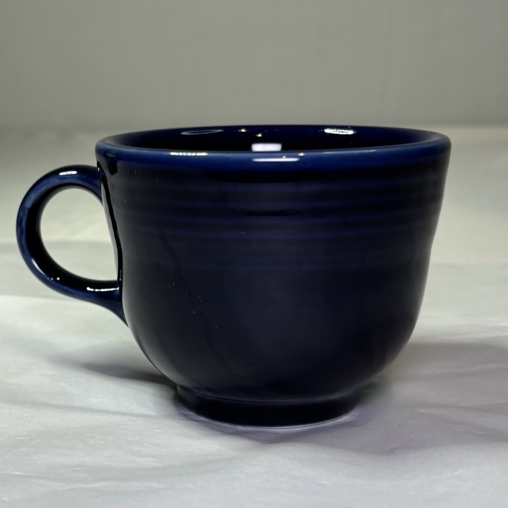 Vtg Fiesta Ware Cobalt Blue Flat Tea Cup‎ Mug Fiestaware